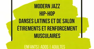 Modern jazz, hip hop, Latin and ballroom dance classes, stretching and muscle strengthening